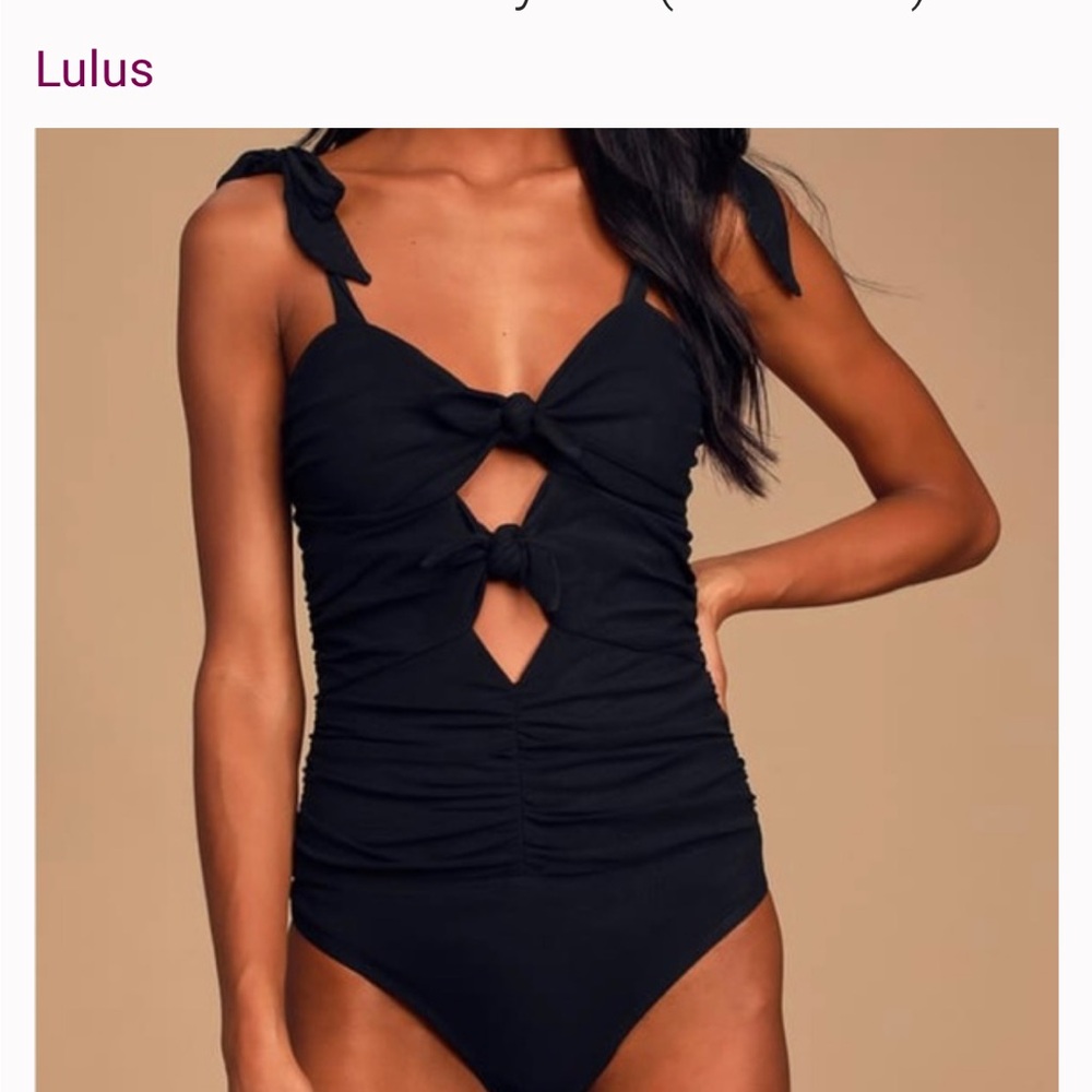 Lulu's Black Eye On Me Mesh Tie-Front Ruched Bodysuit - Picture 2 of 8